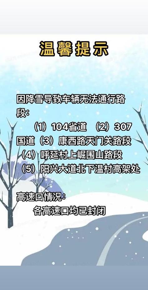 79个路段因降雪封闭;79个路段因降雪封闭了